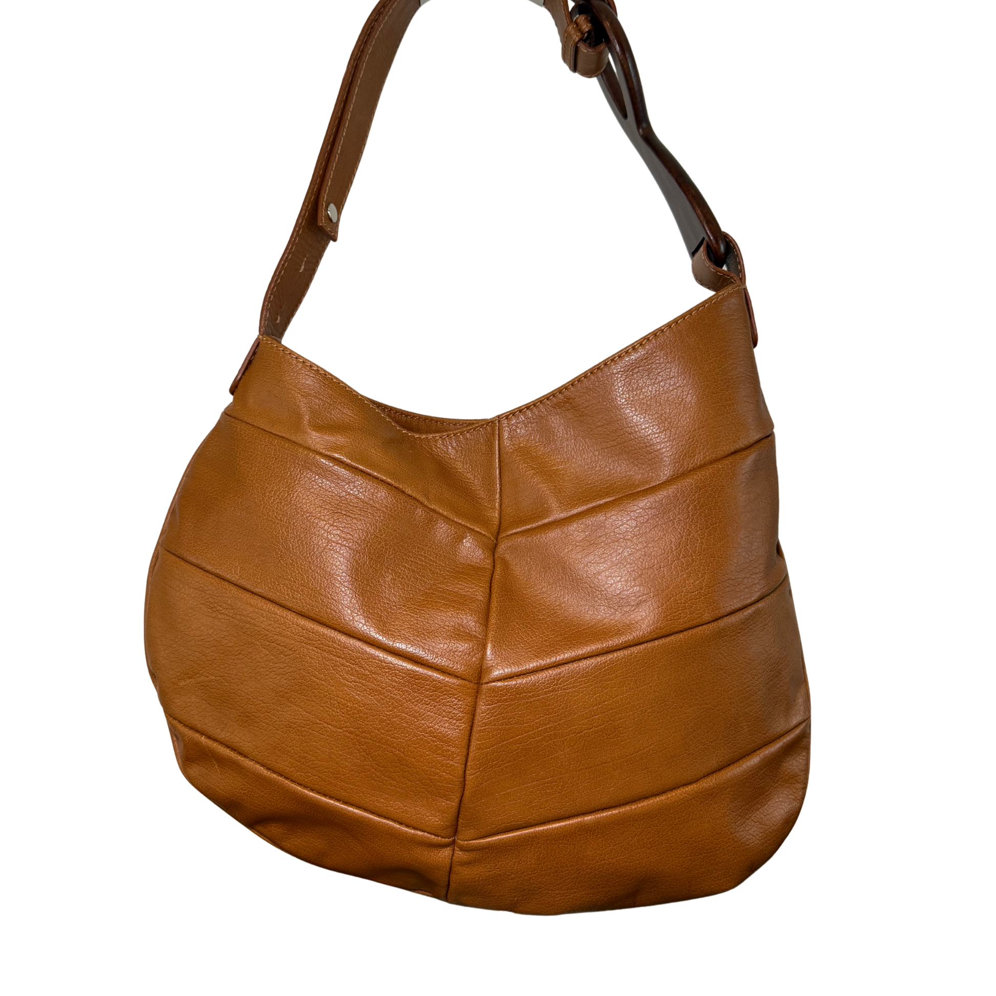Brown leather Fendi hobo handbag with wooden detail