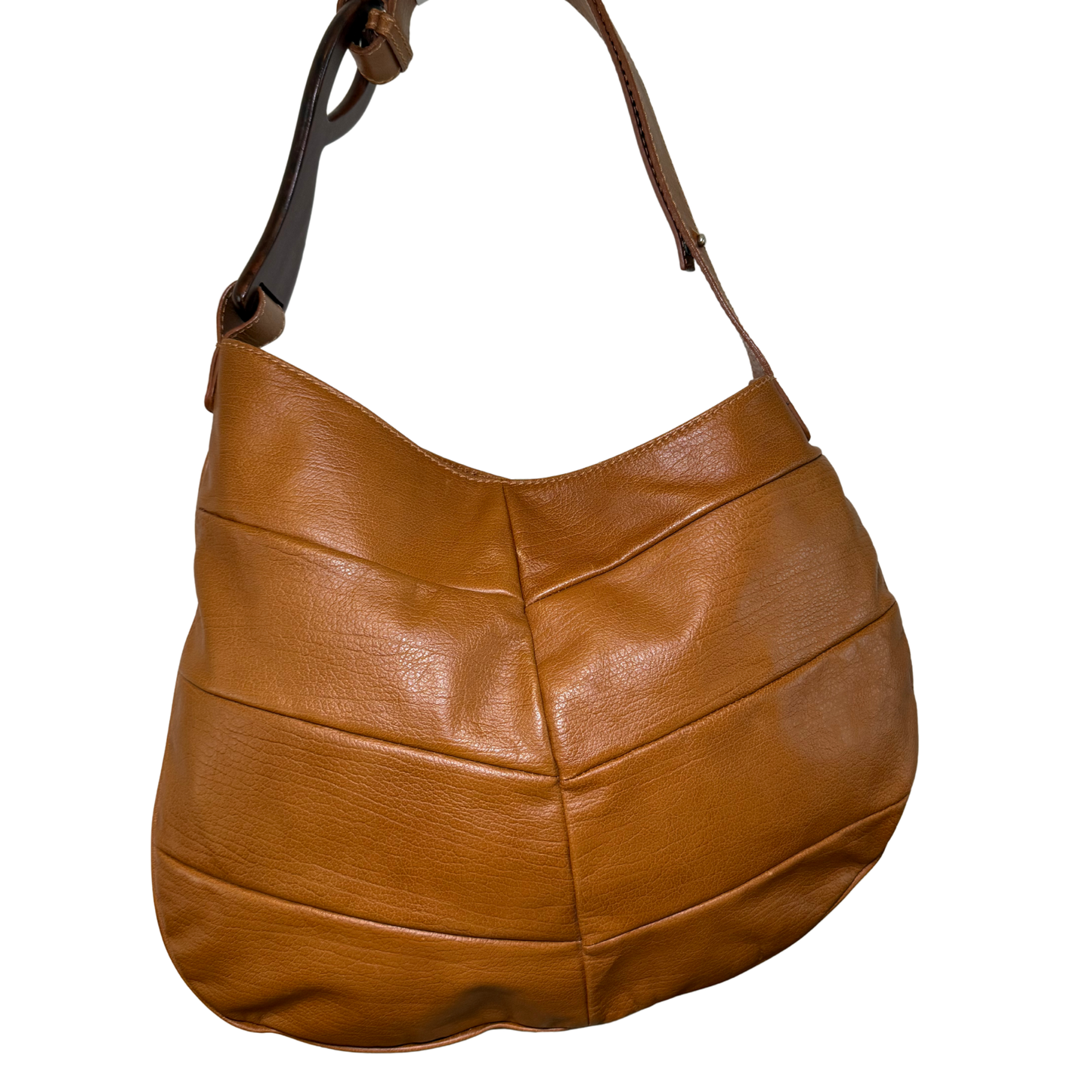 Brown leather Fendi handbag with wooden strap