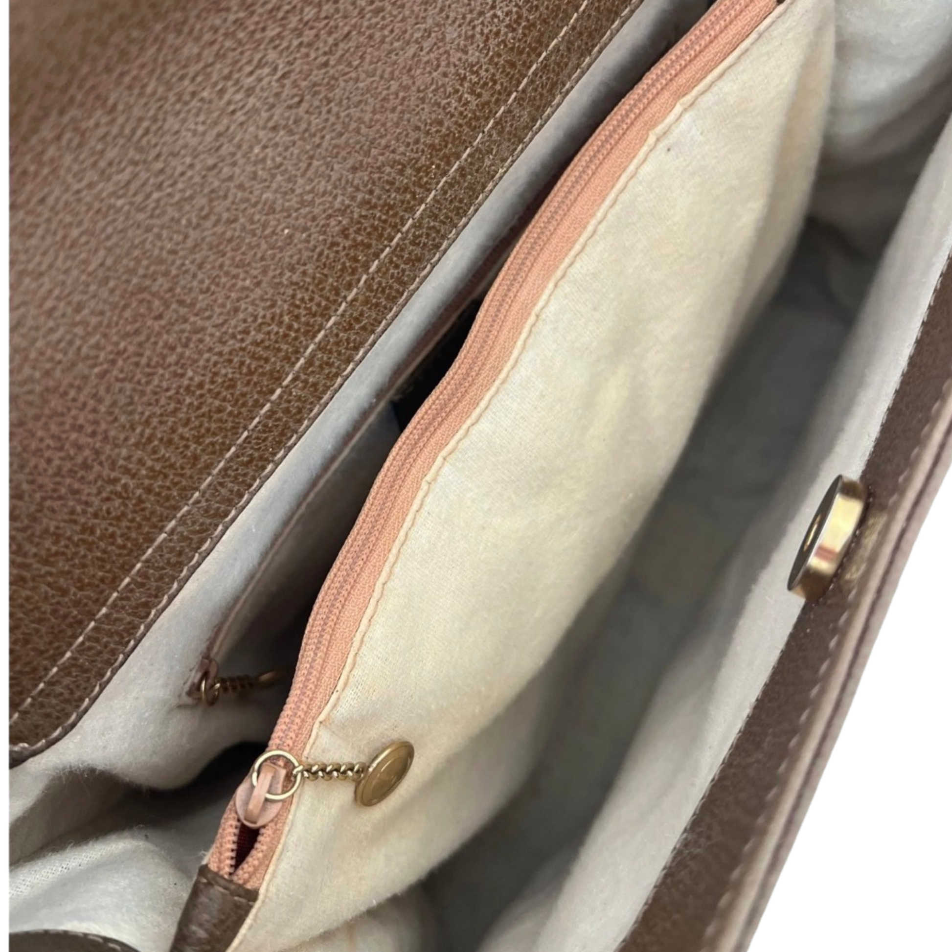 interior zip in Gucci Bamboo Leather Tote