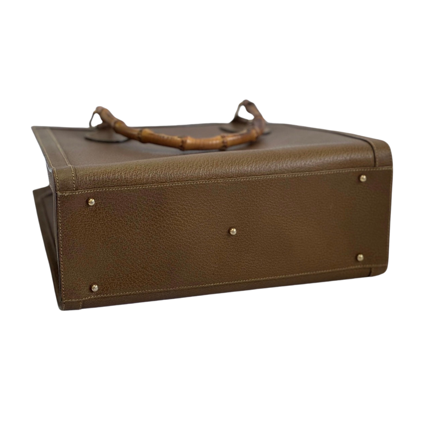 base view of Gucci Bamboo Tote with gold details