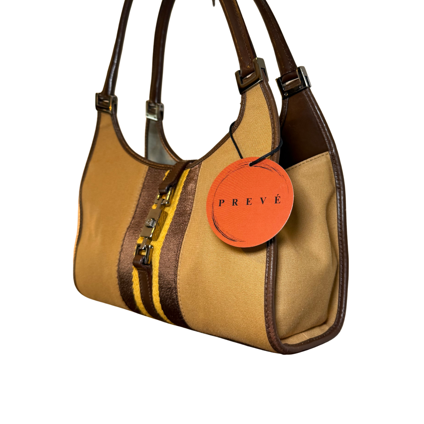 Beige handbag with brown accents on Gucci Jackie