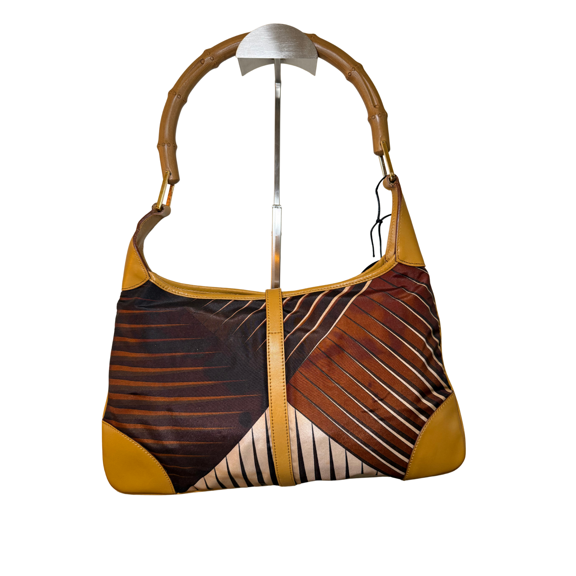 Gucci Jackie Handbag with geometric pattern in pre-loved condition