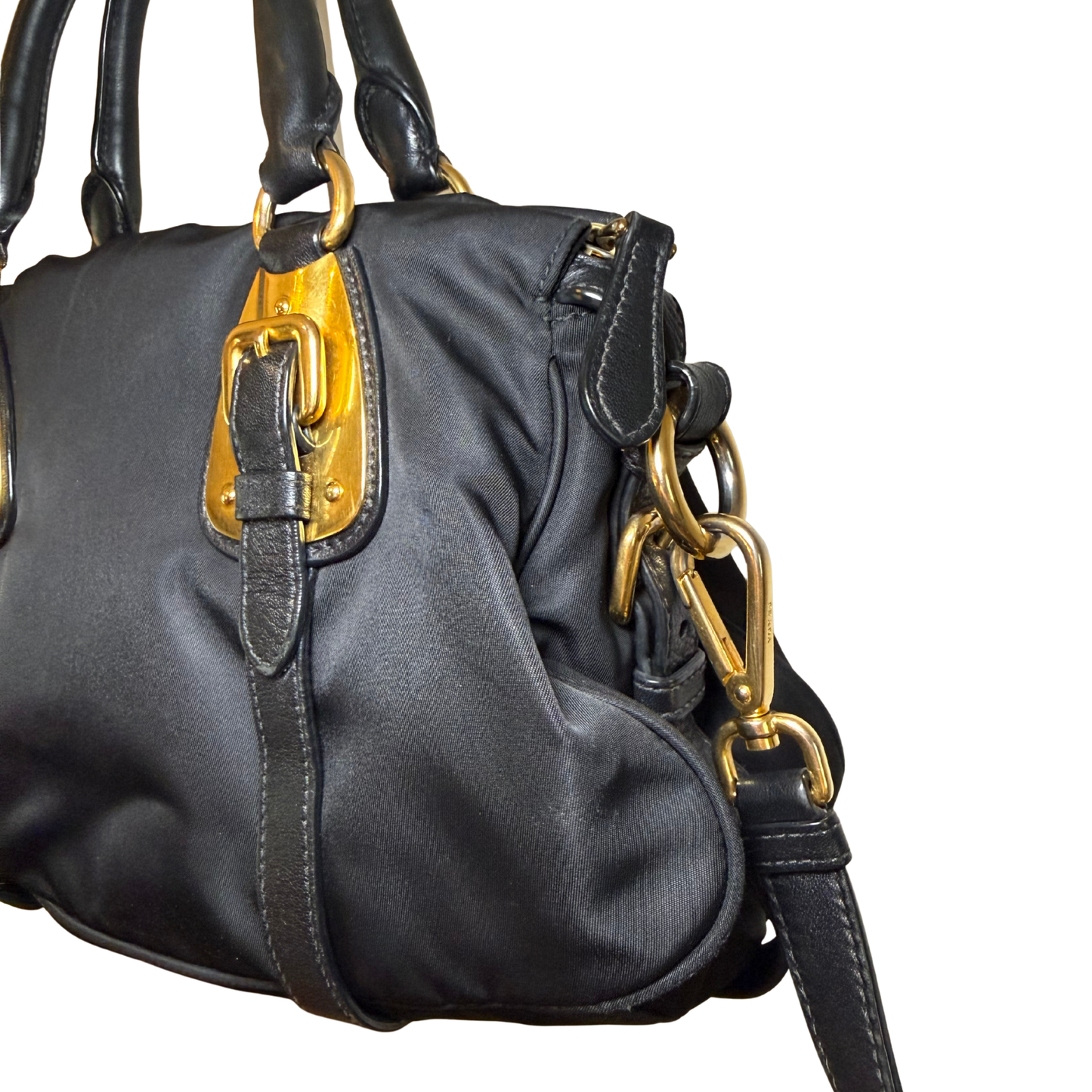 Showing great condition of Black Prada Handbag pre-loved