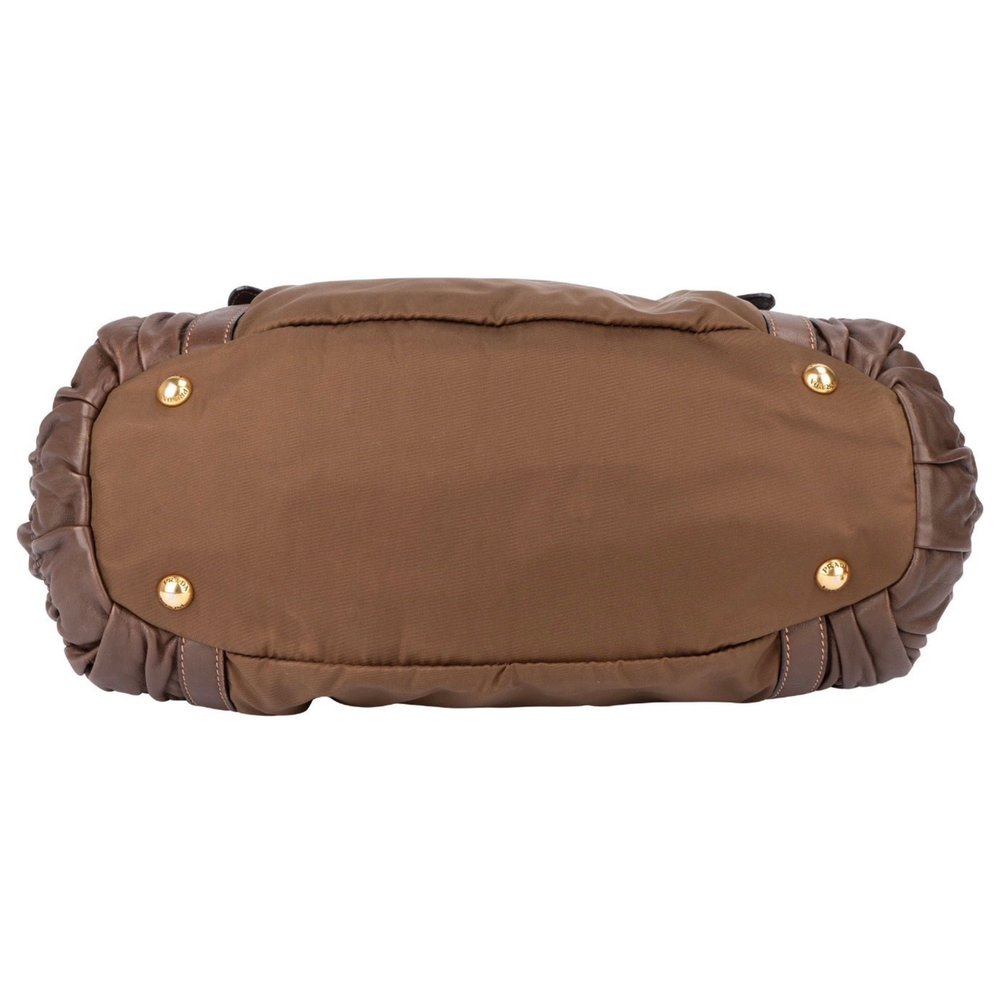 Base view of pre-loved Prada Triangle bag showing excellent condition