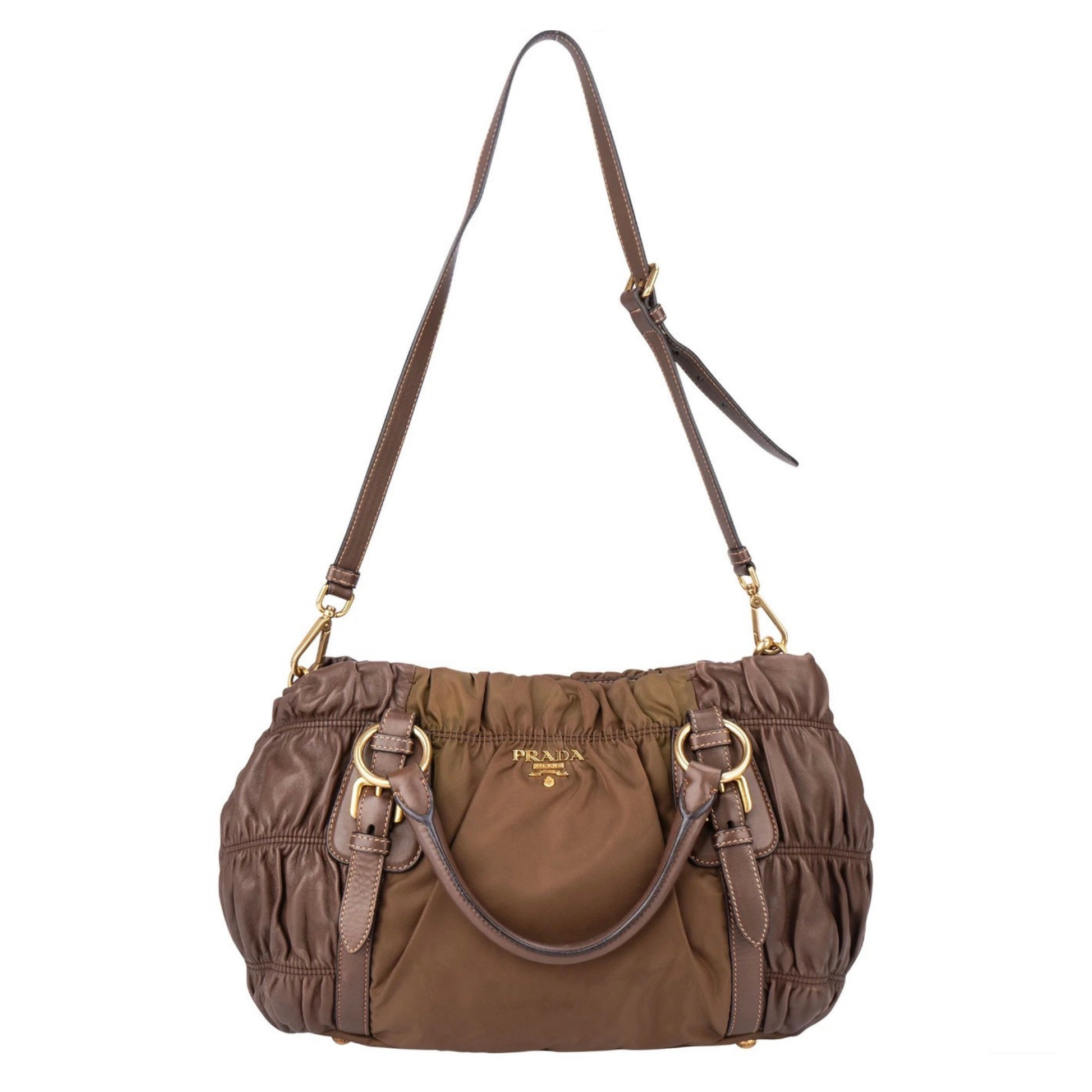 Prada Triangle handbag with gold hardware and adjustable strap