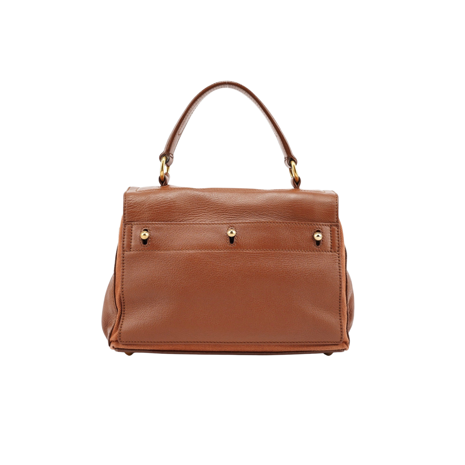 Back view of Yves Saint Laurent Muse 2-Way Bag with gold details