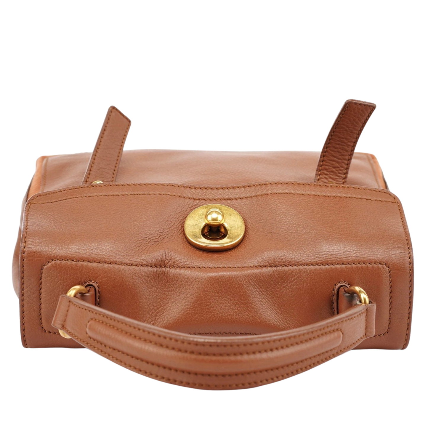 Brown leather YSL handbag with gold accents 