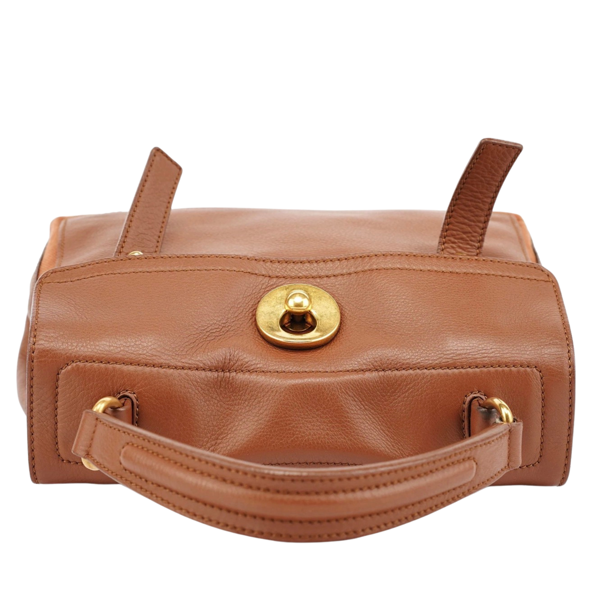 Brown leather YSL handbag with gold accents 