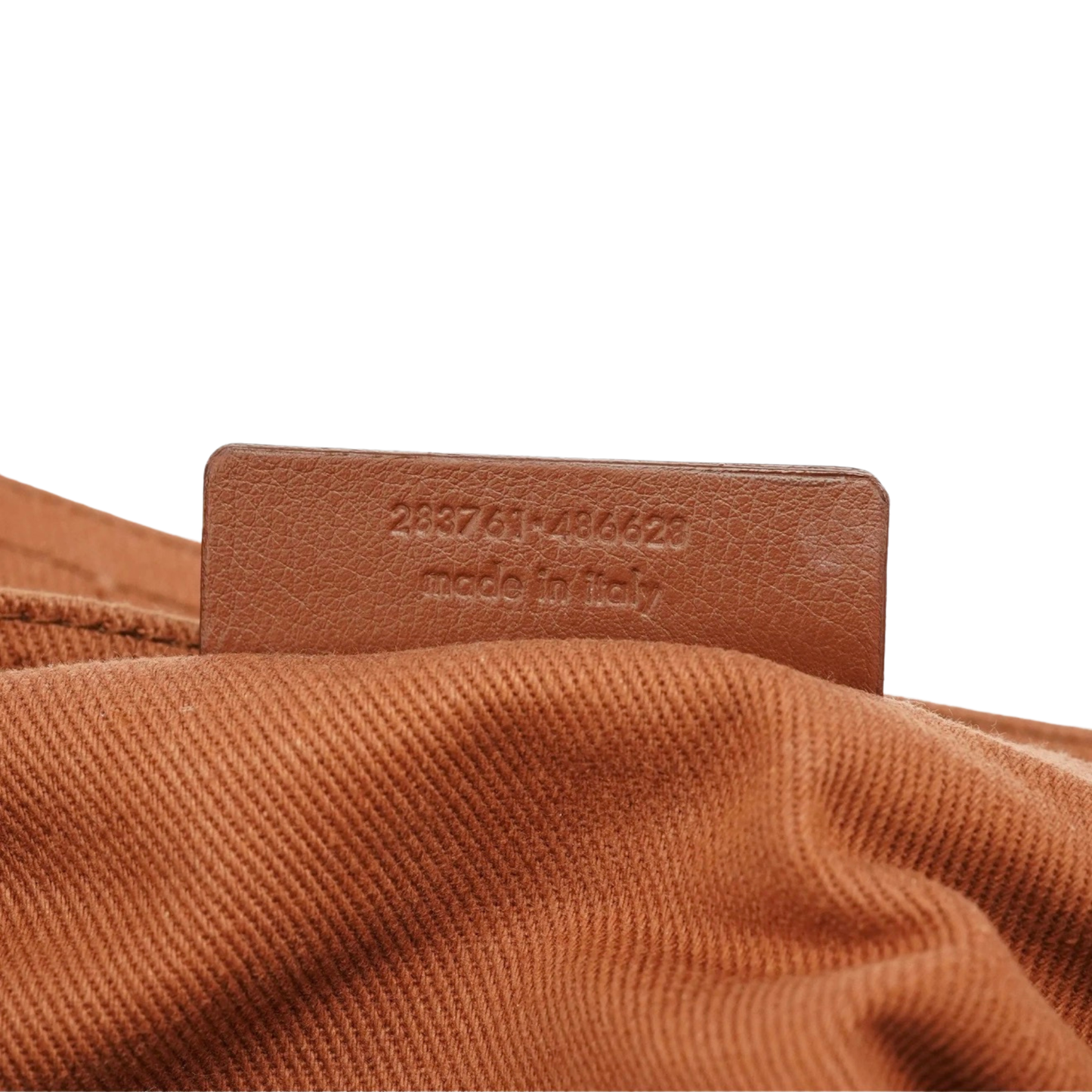 YSL bag with interior Brown fabric with a visible 'made in Italy' label 